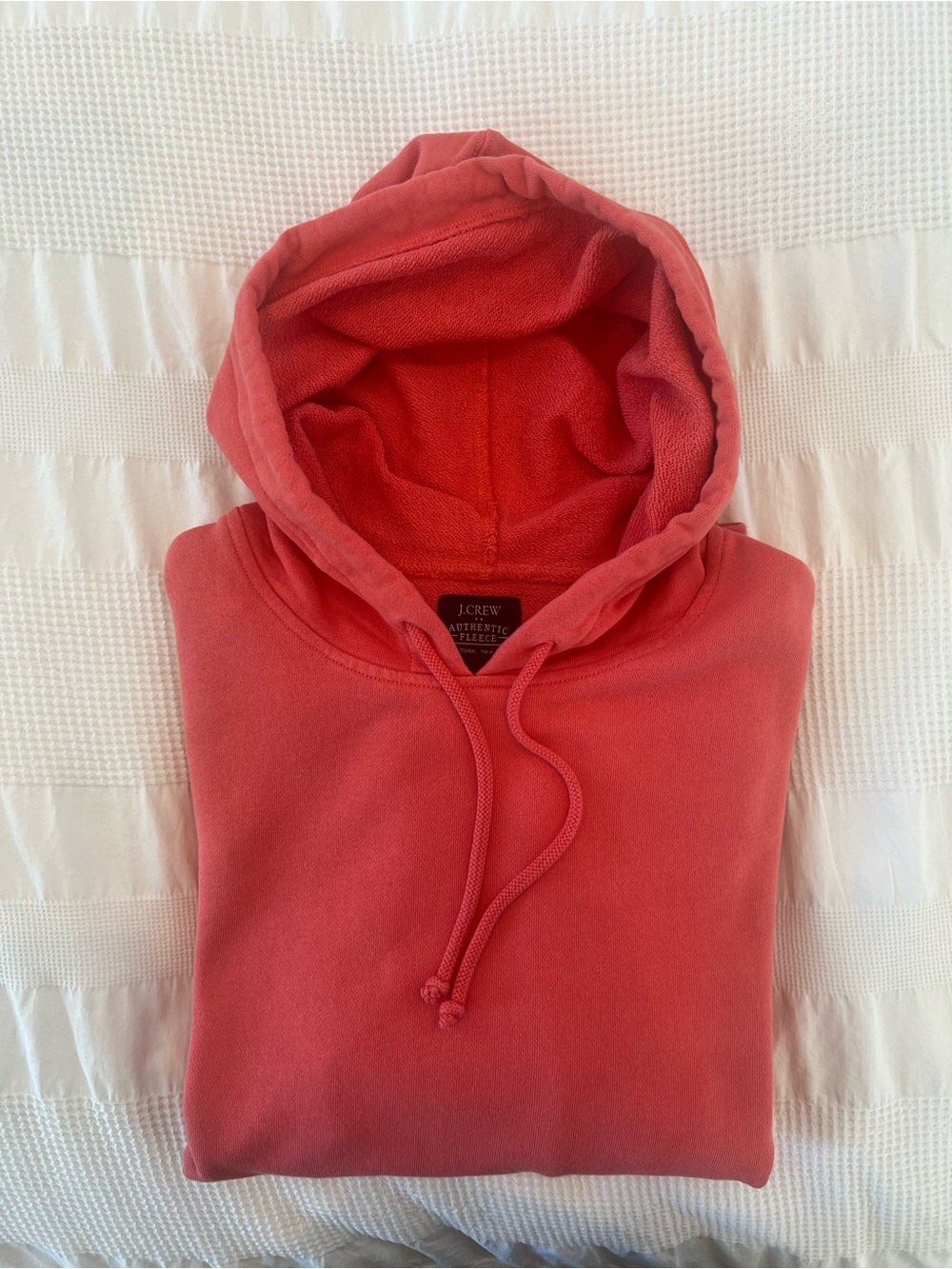 J. Crew Men’s Medium Cotton Garment-Dyed  Pullover Hoodie in Coral